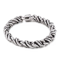 Pulsera de hombre en acero de titanio plateado con eslabones de cuerda y cierre robusto - Estilo de Cuerda Trenzada (KB150323-KJX) / Color Acero