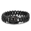 Bracciale da uomo in acciaio inossidabile nero opaco con teschio e catena groumette - Nero