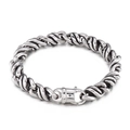 Bracelet torsadé pour homme en acier inoxydable 316L argenté sur fond blanc immaculé - Argent (KB150323-KJX)