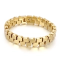 Pulsera de hombre en acero inoxidable dorado con eslabones geométricos minimalistas - Dorado