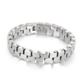 Pulsera para hombre en acero inoxidable plateado cepillado con eslabones geométricos - Color Acero