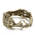 Pulsera de cadena con cabeza de tigre en acero inoxidable dorado de estilo retro - Oro Antiguo