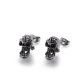 Gothische schedel oorknopjes in vintage zilver met zwarte kristallen ogen voor heren - Zwarte Zirconia Stijl (KE71694)