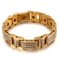 Bracciale da uomo in acciaio inossidabile placcato oro 18K con croce e zirconi - 23cm (KB105167-BD) / Oro