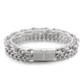 Double-layered braided stainless steel bracelet in silver with square clasp - 23CM / Steel