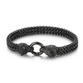 Hip hop style wolf head woven wheat chain bracelet in gunmetal black finish - Black Wolf Head Style (KB151777-KFC) / Black