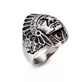 Vintage silver punk Indian chief warrior ring for men in retro stainless steel - US 10 / Steel Color (KR44869-K)