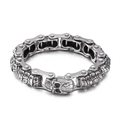 Pulsera punk para hombre con calavera y cadena de moto en acabado plata antigua - 22cm / Color Acero