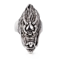 Retro dragon head ring in antique silver finish made of durable stainless steel - US 8 / Steel Color (KR39476)
