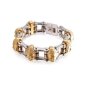 Bracciale da uomo bicolore in acciaio inossidabile 316L con testa di Buddha oro - Stile Testa di Buddha (KB134534-KFC)