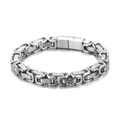 Pulsera bizantina de acero inoxidable plateado para hombre con eslabones cuadrados clásicos - Color Acero (KB151288-KFC)