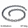Mens dark grey stainless steel O-chain necklace with hexagonal links 450x8mm size - Gun Black Necklace (45cm)