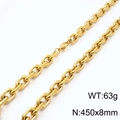 Men's gold plated stainless steel O-chain necklace with lobster clasp, 450x8mm size - Gold Necklace (45cm)