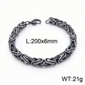 Pulsera bizantina hip hop de acero inoxidable plateado, tamaño 200x6mm para hombre - Pulsera De Eslabón Bizantino (KB148911-Z) / 20cm / Negro Vintage