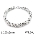 Pulsera de cadena bizantina de acero inoxidable plateado para hombre 200x6mm con cierre - Pulsera (KB147953-Z) / 20cm / Color Acero