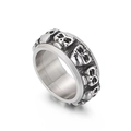 Gothic punk skull ring for men in antique silver finish made of durable steel - US 8 / Steel Color (KR101536-KFC)