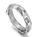 Irregular silver wave titanium steel ring with unique organic lava texture design - US 11 / Steel (KR101558-KFC)