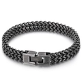 Pulsera de doble fila para hombre en acero titanio con acabado plata negra envejecida - 9mm / Negro Vintage
