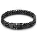Pulsera minimalista de doble fila con eslabones de dragón en acero de titanio negro - 9mm / Negro