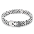Pulsera para hombre de acero inoxidable plateado de doble fila con cierre cuadrado - 10mm / Color Acero