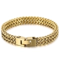 Pulsera de hombre en oro pulido con eslabones de dragón y cierre de caja seguro - 9mm / Dorado