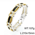 Mechanical steel cable bracelet for men in silver and gold tone with industrial mesh - Gold & Silver & Black (KB139395-KFC)