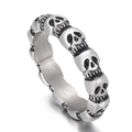 Anello teschio punk gotico in argento vintage con dettagliati motivi di scheletro - US 11 / Stile Testa di Teschio Collegata (KR101499-KFC)