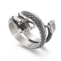 Anillo de dragón punk retro en acero de titanio con diseño abierto de estilo vintage - US 8 / Color Acero (KR101369-KFC)