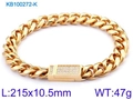 Goldenes Hip-Hop-Panzerarmband mit funkelnden CNC-Diamanten und sicherem Verschluss - Armband / Goldener Stil (KB100272-K)