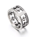 Anillo gótico de flor de cruz hueca en acero inoxidable cepillado para hombre - US 8 / Color Acero