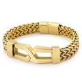 Bracciale da uomo in acciaio al titanio dorato con catena intrecciata hip hop - Stile Oro (KB149651-KFC)