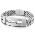 Pulsera para hombre de acero inoxidable plateado con diseño de cuchilla y cadena espiga - Estilo de Cuchilla de Afeitar Hueca / Color Acero