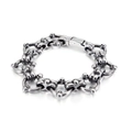Pulsera de eslabones de calavera en acero inoxidable plateado estilo punk hombre - Estilo De Eslabón De Calavera 3D Retro (KB125375-BDJX)