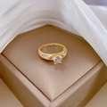 Anello regolabile in oro con pietra centrale taglio brillante e accenti pavé - Aperto Regolabile / Oro