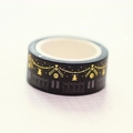 Ruban washi noir avec dorure à l'or motifs d'architecture européenne et d'arbres - Feuille d'Or Maison B
