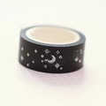 Ruban washi noir avec motifs lune et étoiles en feuille d'argent pour DIY journalisme - Feuille d'Argent Lune A