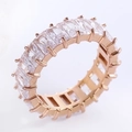 Elegant rose gold eternity band with emerald cut cubic zirconia in a full pave setting - US 6 / Rose Gold