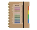 Detail of spiral notebook showing colorful movable dividers and integrated 14cm ruler - Brown