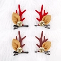 Set di fermagli per capelli natalizi a corna di renna con campanelli dorati - Fermagli Corna con Campanelli (4 pezzi)