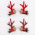 Christmas reindeer antler hair clips with mushroom and pine cone in red and brown - Pinecone Antler Hair Clips (4 Pcs)