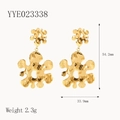 Vintage 18K gold-plated irregular flower earrings with wrinkled texture and dimensions - Irregular Ink Splash Shape (YYE023338) / Gold