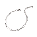 Silver stainless steel paperclip chain bracelet with lobster clasp and heart charm - 16cm+5cm / Steel