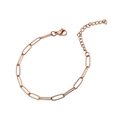 Minimalist paperclip chain bracelet in rose gold finish with adjustable lobster clasp - 16cm+5cm / Rose Gold