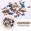 Bunte Buchstaben Holzschliff-Flocken für Nail Art DIY in runder transparenter Box 50Stk - 16# Gemischte Farbige Buchstaben (SP0014) / 50 Stk./Packung