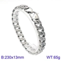 Herren Silberne Gliederkette mit Diamantbesatz, Größe 230x13mm, Gewicht 65 Gramm - Full Strass Cuban Link Armband / Stahlfarbe (KB129874-BDJX)