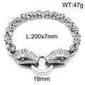 Men's stainless steel bracelet featuring double snake heads and Celtic weave chain - Snake Head (KB164525-Z)