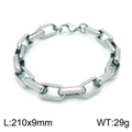 Polished stainless steel rectangular link chain bracelet measuring 210x9mm and 29g weight - Steel Color Bracelet (KB153345-Z)