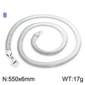 Sleek silver stainless steel flat snake chain necklace 6mm width and 550mm length - Silver 6mm Wide 55cm Long (KN203550-Z)