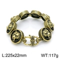 Bracciale a maglie con testa di tigre dorata vintage in acciaio al titanio con rilievi - Stile Testa di Tigre in Rilievo Oro Antico (KB152707-KJX)