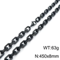 Collar de cadena O negra para hombre en acero, medida 450x8mm con cierre de langosta - Collar 45cm / Negro